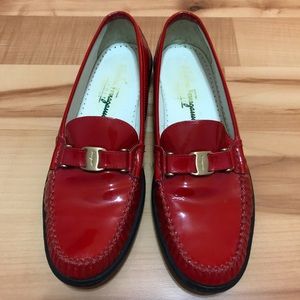 Red Patent leather loafers